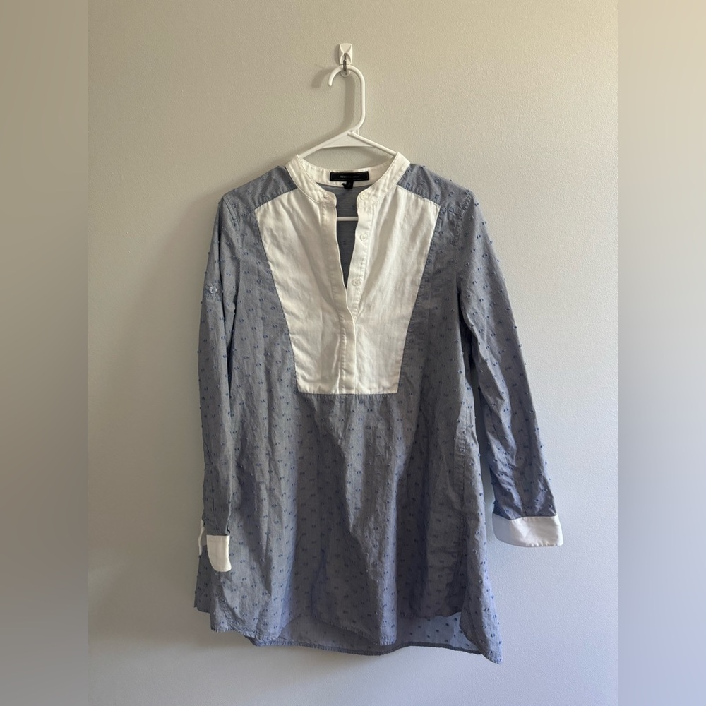 BCBGMaxAzria Striped Blue and White Shirt Dress
